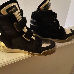 balmain shoes black and white